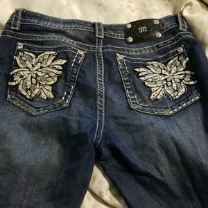 Miss me jeans with bling flowers on pocket